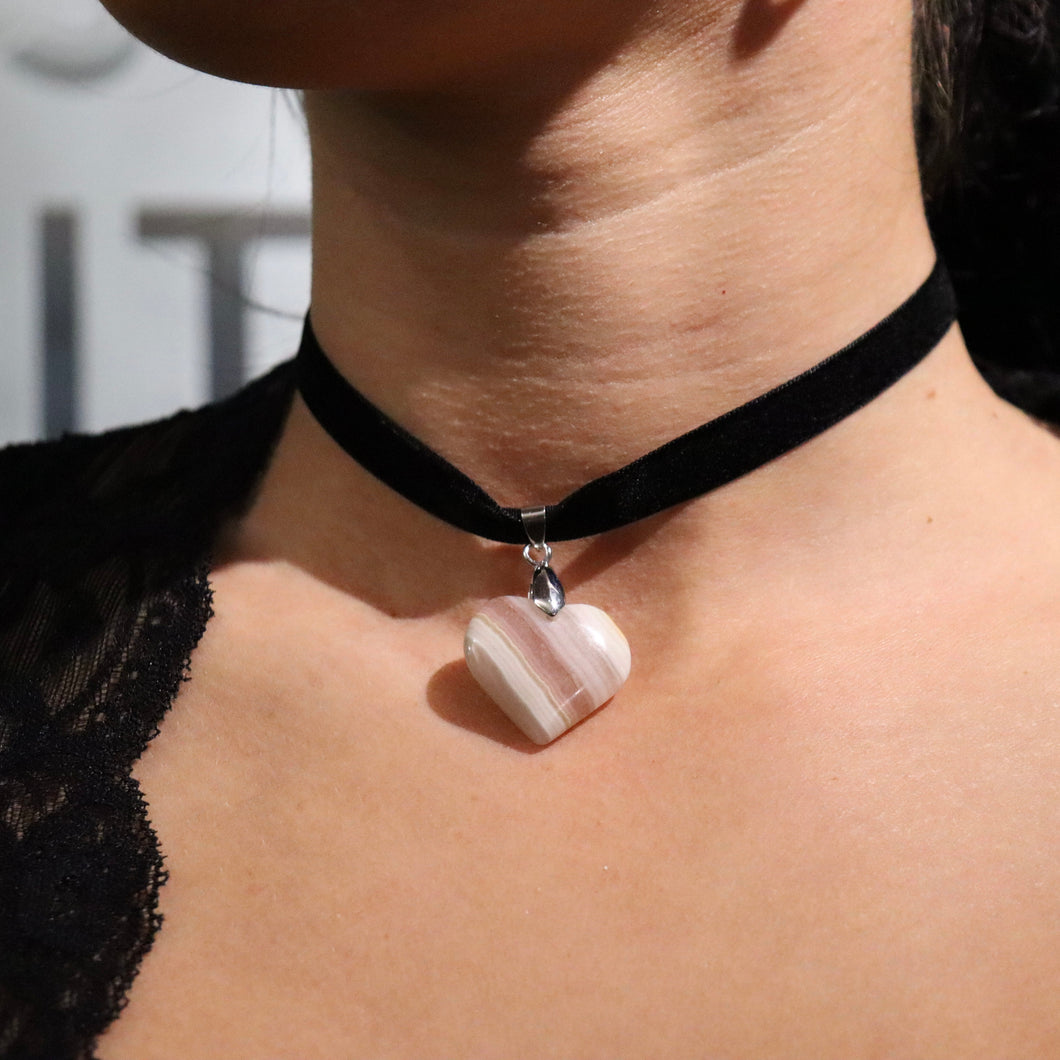 Eclipse Choker- Pink Banded Calcite