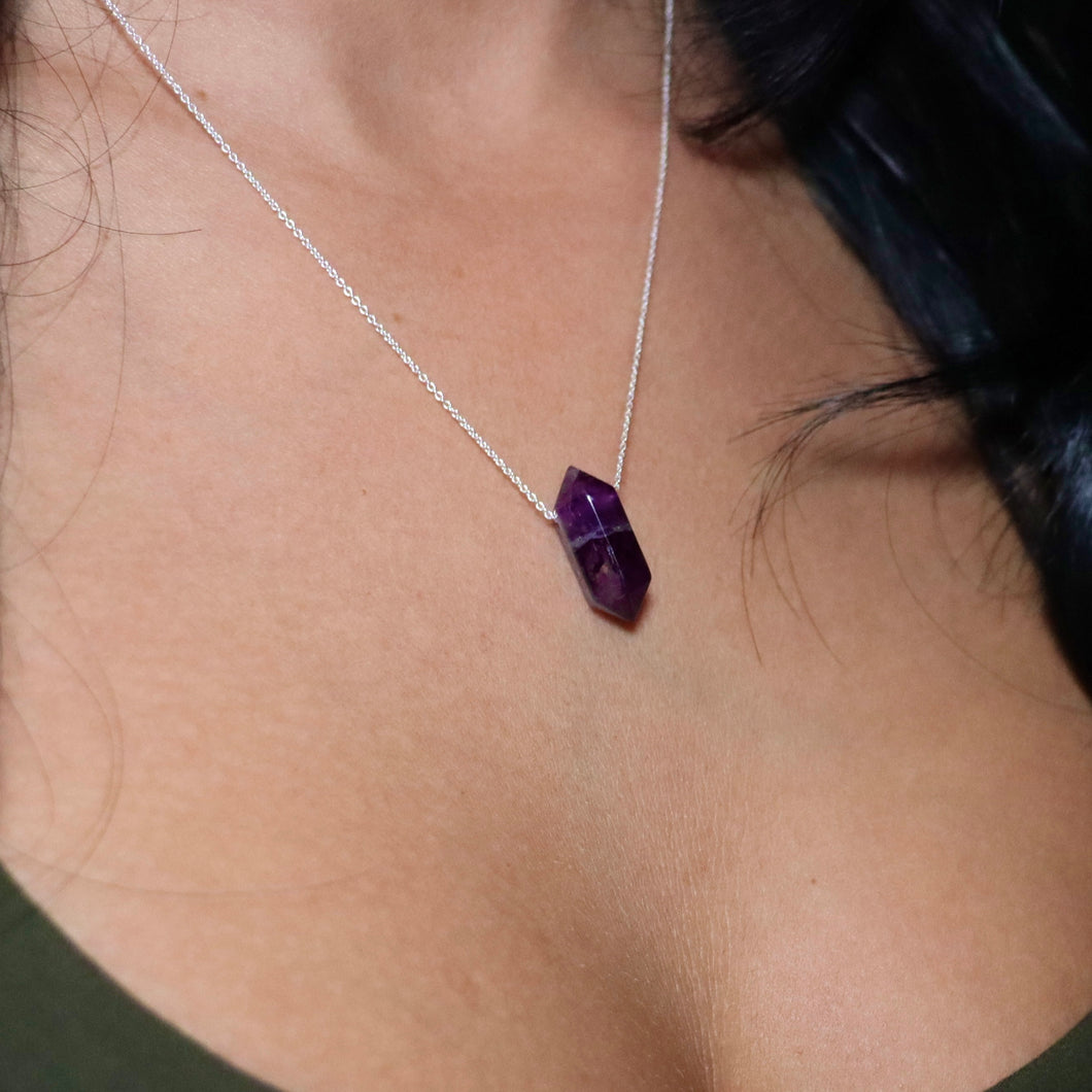 The Athena Necklace- Amethyst Silver