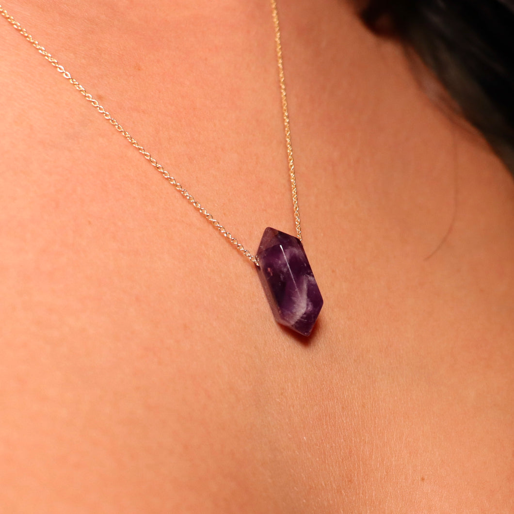 The Athena Necklace- Amethyst Gold