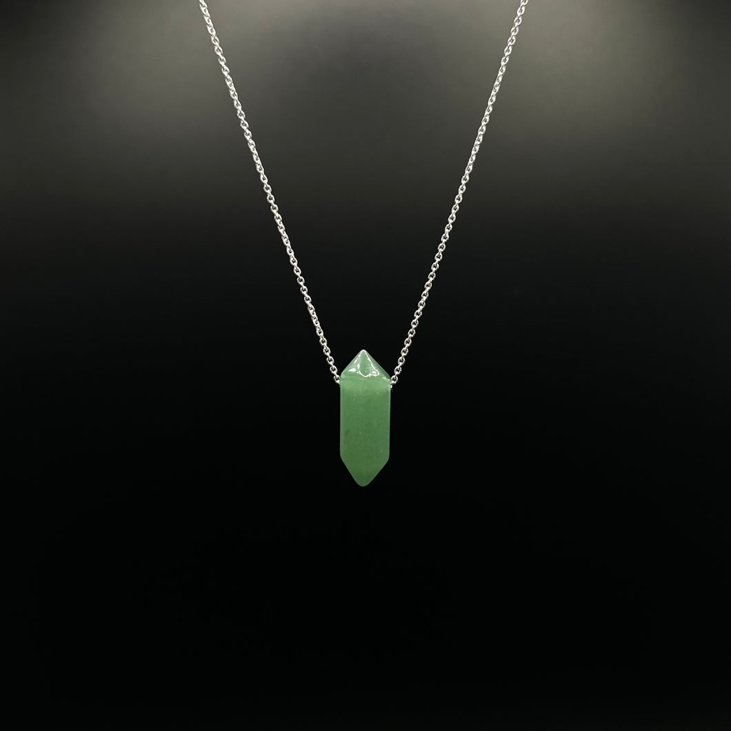 The Athena Necklace- Green Aventurine Silver