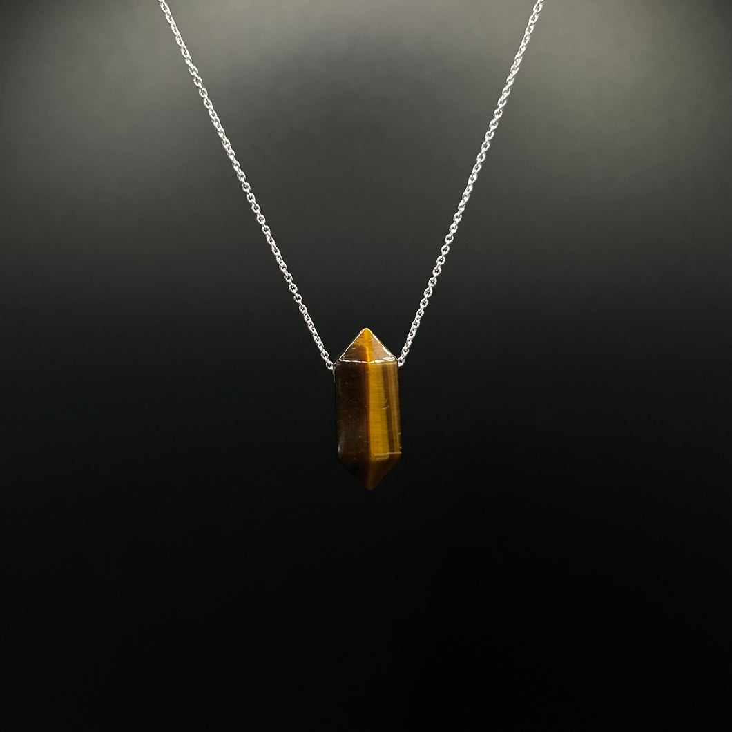 The Athena Necklace- Tigers Eye Silver
