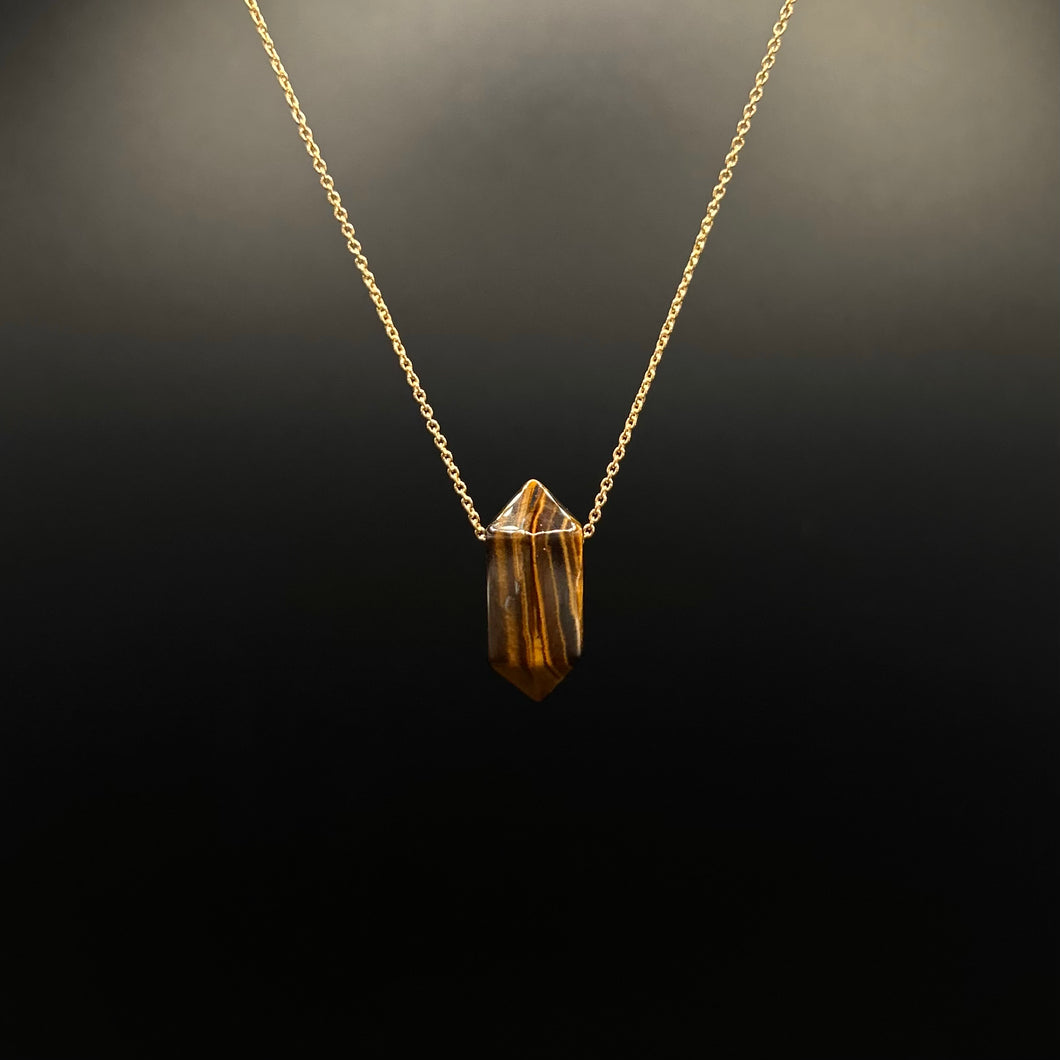 The Athena Necklace- Tigers Eye Gold