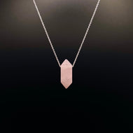 The Athena Necklace- Rose Quartz Silver