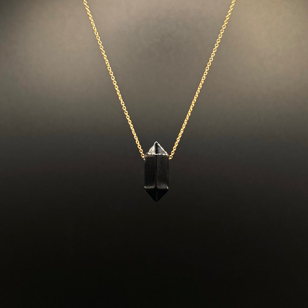 The Athena Necklace-  Black Tourmaline Gold