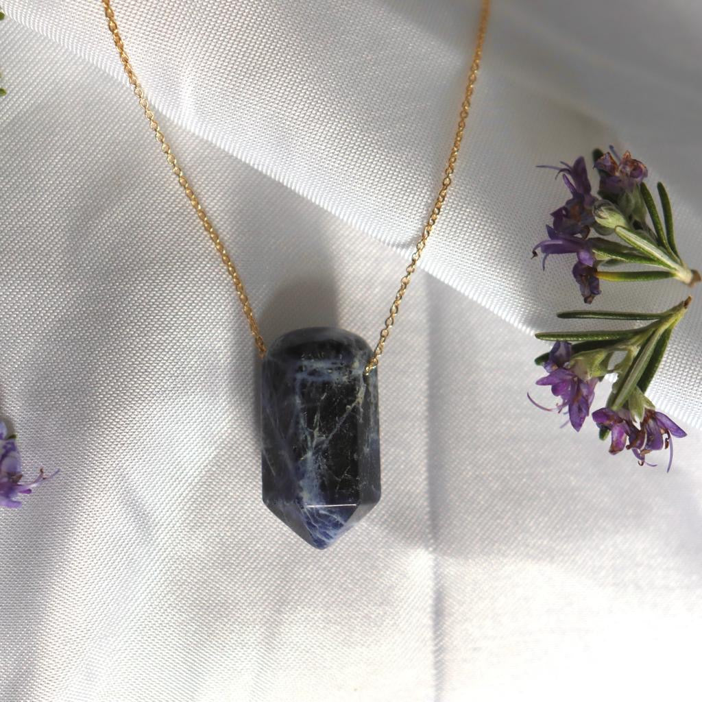 The Athena Necklace- Sodalite Gold