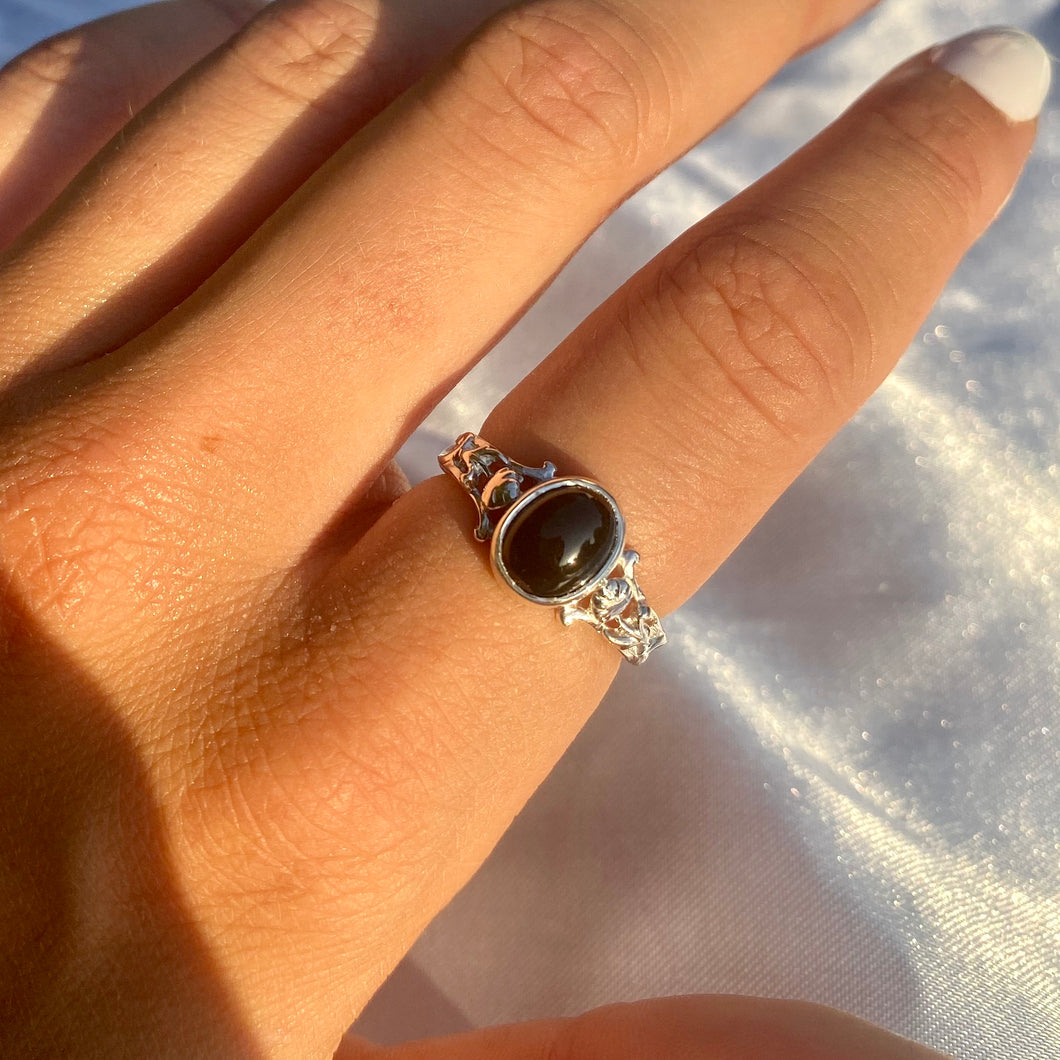 The Athena Ring- Black Tourmaline Silver