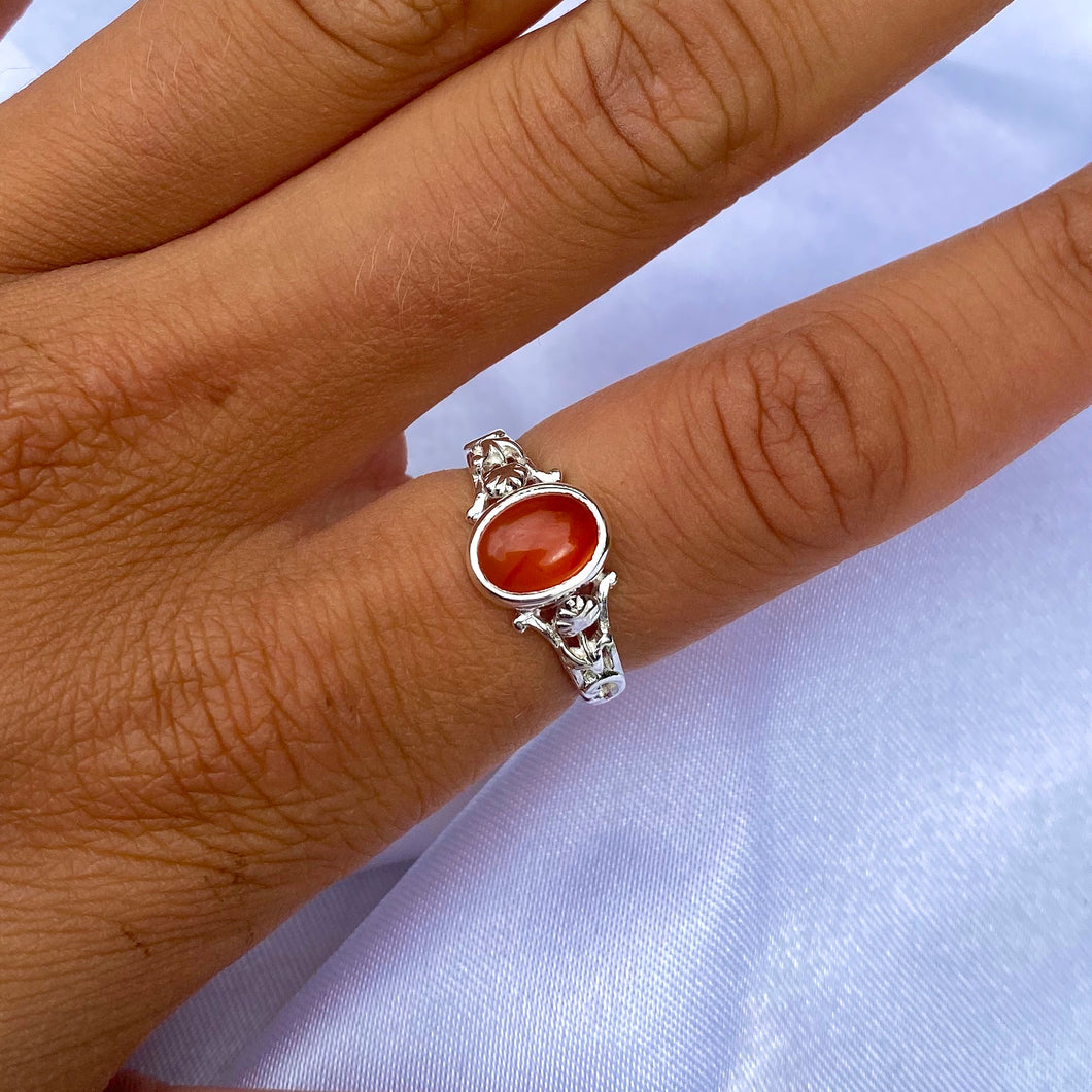 The Athena Ring- Carnelian Silver
